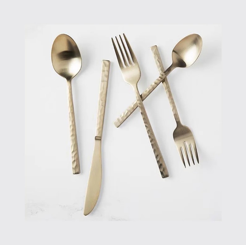 Arezzo Gold/Champagne Hammered Flatware